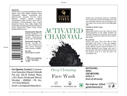 Good Vibes Activated Charcoal Deep Cleansing Face Wash Device mark 5595628 Trademark
