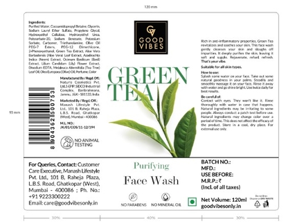 Good Vibes Green Tea Purifying Face Wash Device mark 5602176 Trademark