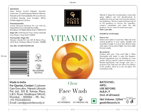 Good Vibes Vitamin C Glow Face Wash Device mark 5602201 Trademark