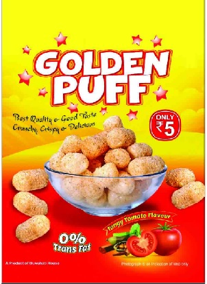 Golden Puff With Unique Logo Device mark 5611304 Trademark