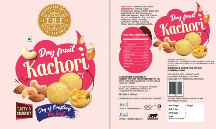 T.h.f. The Hazelnut Factory Dry Fruit Kachori Device mark 5664944 Trademark