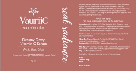 Vauriic-soul Of The Skin - Real Radiance-dreamy Dewy Vitamin C Serum (label) Device mark 5693229 Trademark