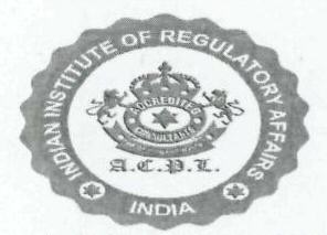 Indian Institute Of Regulatory Affairs Device mark 5722211 Trademark