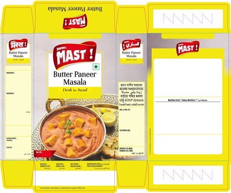 Jhaveri’s Mast Butter Paneer Masala Device mark 5784884 Trademark