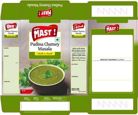 Jhaveri’s Mast Pudina Chutney Masala Device mark 5784880 Trademark