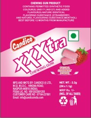 Candico Xxxtra Chewing Gum Strawberry Device mark 5800798 Trademark