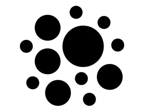 An Imaginary Circle Containing A Scattered Subset Of Black Circles In Varying Sizes. Device mark 5817915 Trademark
