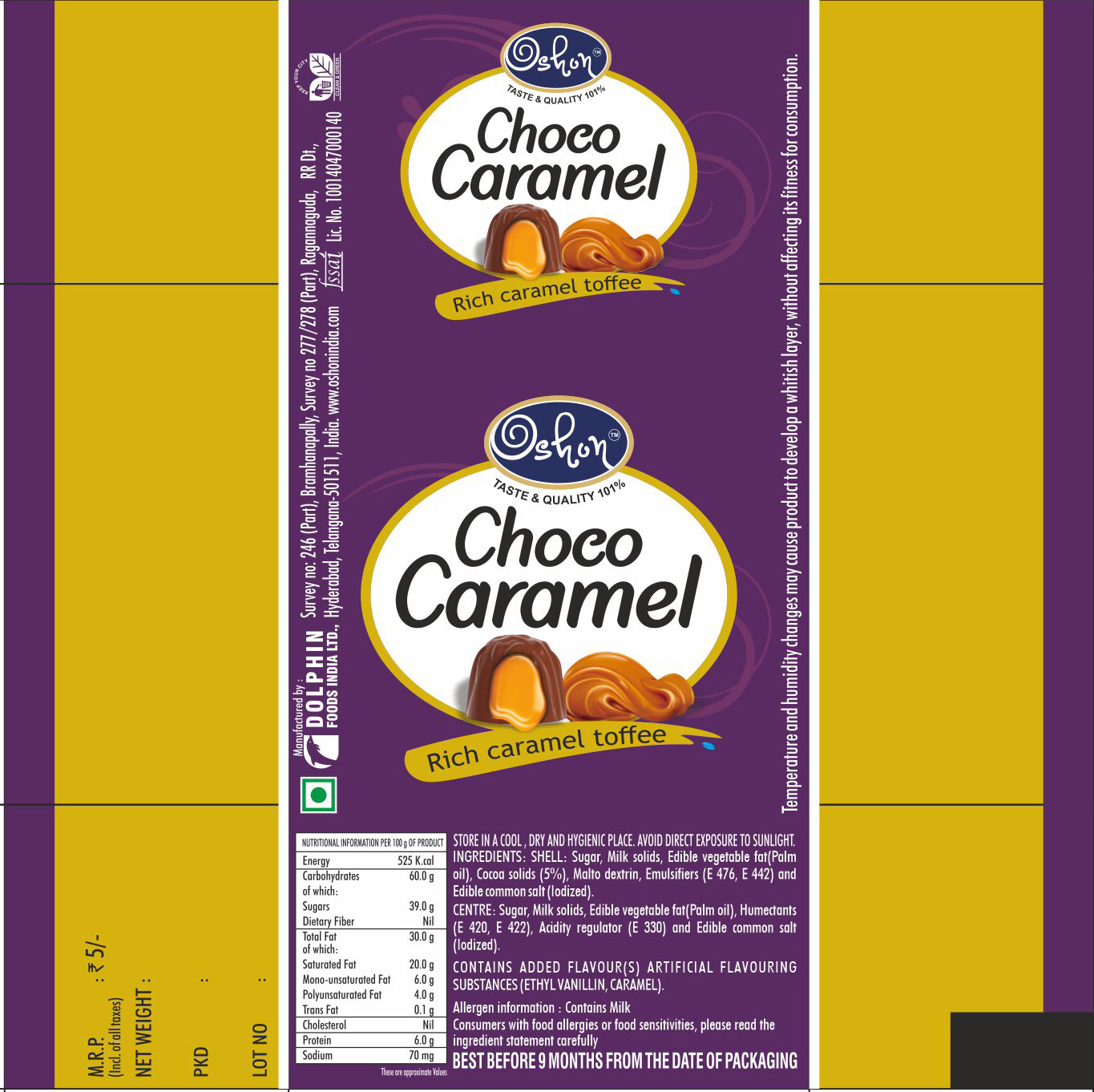 Oshon Choco Caramel Device mark 5822910 Trademark