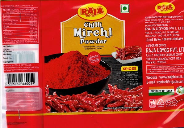 Raja Chilli Mirchi Powder Device mark 5908007 Trademark
