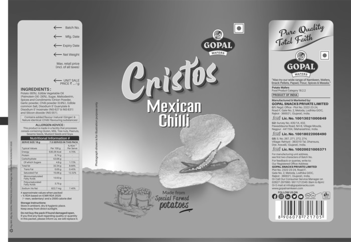 Gopal Wafers Cristos Mexican Chilli Device mark 5944823 Trademark