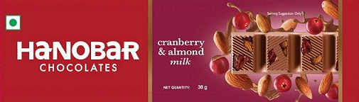 Hanobar Chocolates Cranberry & Almond Milk Device mark 5962193 Trademark