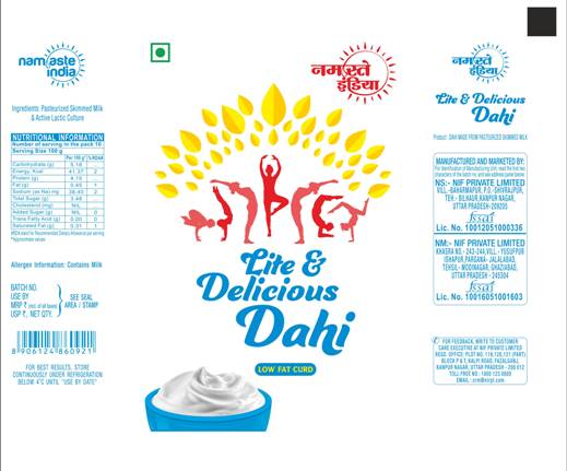 Namaste India Lite & Delicious Dahi Device mark 5967564 Trademark