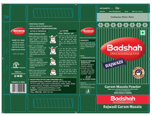 Badshah Rajwadi Garam Masala Device mark 6021130 Trademark