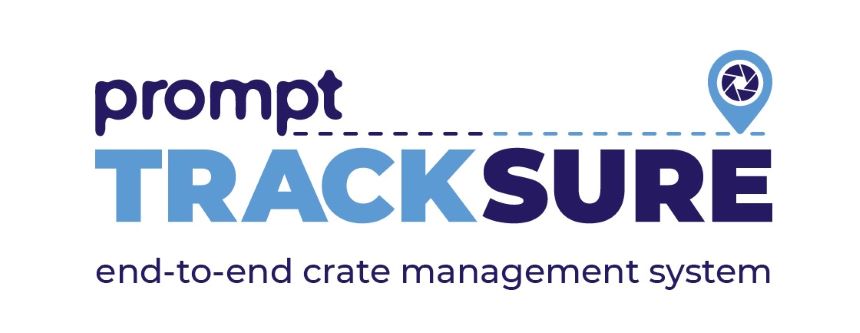 Prompt Tracksure Logo With Tagline End-to-end Crate Management System Device mark 6056993 Trademark