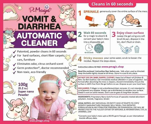 2. P-magic Vomit & Diarrhea Automatic Cleaner With Photo Of Baby (logo) Device mark 5807461 Trademark