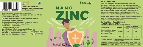 Zeroharm Nano Zinc(label) Device mark 6117847 Trademark