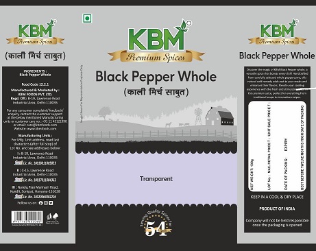 Kbm Premium Spices Black Pepper Whole Device mark 6131359 Trademark
