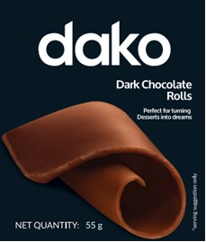 Dako Dark Chocolate Rolls Perfect For Turning Desserts Into Dreams Device mark 6175927 Trademark