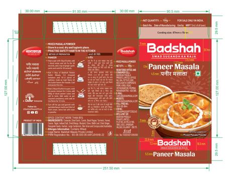 Badshah Paneer Masala Device mark 6179468 Trademark