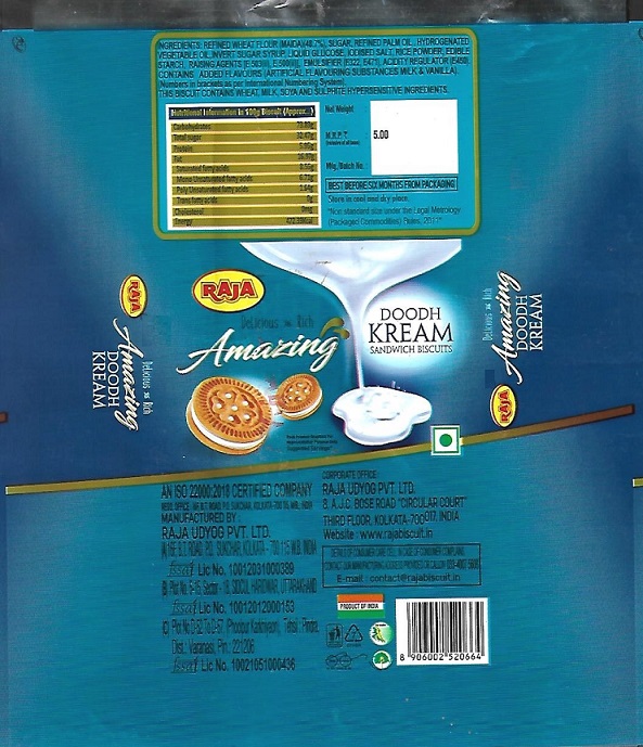 Raja Amazing Doodh Kream Device mark 6214124 Trademark