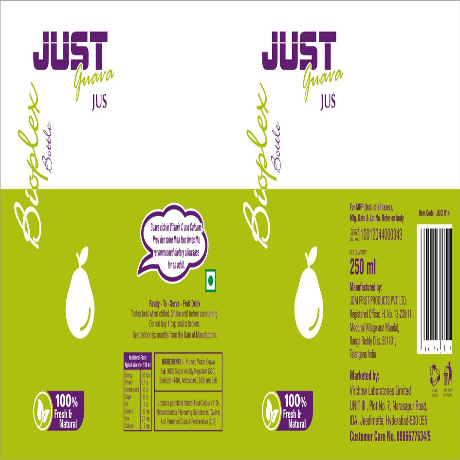 Just Guava Jus (being Filed As Label) Device mark 6257657 Trademark