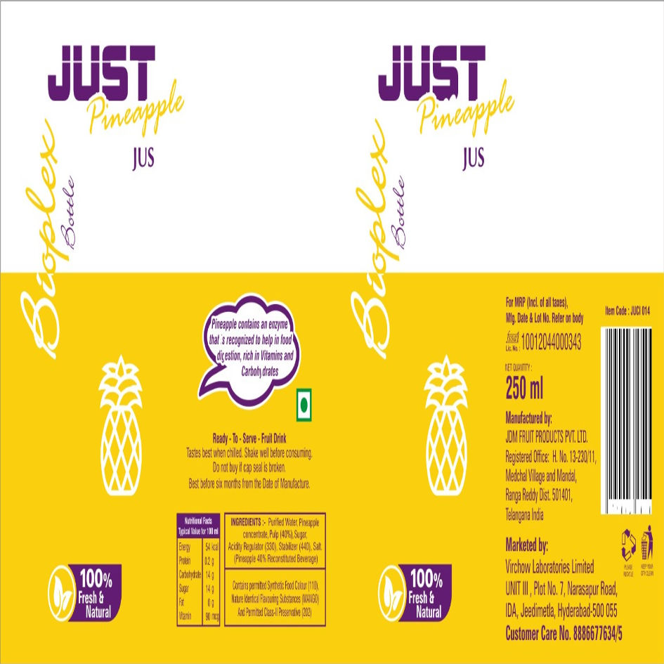 Just Pineapple Jus (being Filed As Label) Device mark 6261484 Trademark