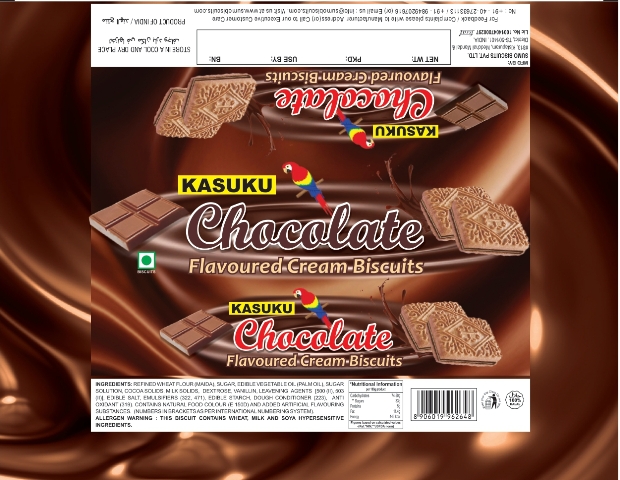 Kasuku Chocolate - Flavoured Cream-biscuits Device mark 6299697 Trademark