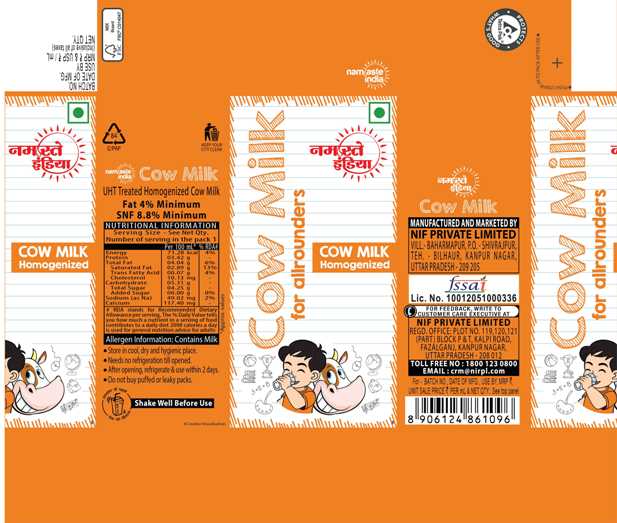 Namaste India Cow Milk Homogenized Device mark 6313711 Trademark