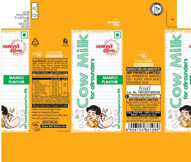 Namaste India Cow Milk Mango Flavour Device mark 6313710 Trademark