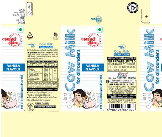 Namaste India Cow Milk Vanilla Flavour Device mark 6313708 Trademark