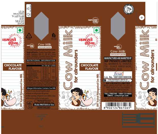 Namaste India Cow Milk Chocolate Flavour Device mark 6313709 Trademark