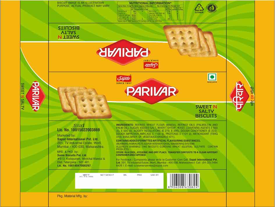Parivar Sweet N Salty Biscuits Device mark 6324404 Trademark