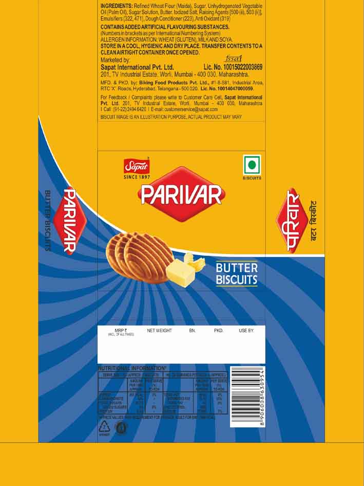 Parivar Butter Biscuits Device mark 6324305 Trademark