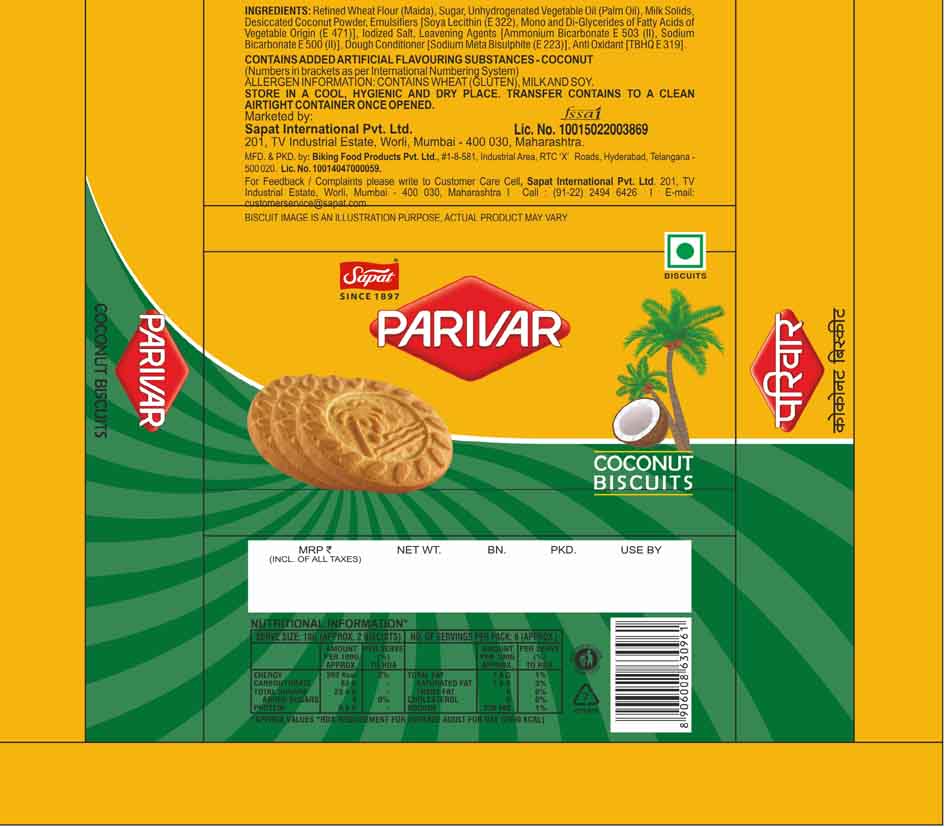 Parivar Coconut Biscuits Device mark 6324369 Trademark