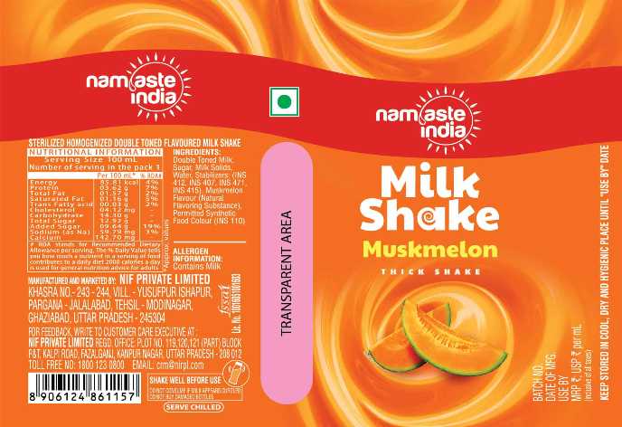 Namaste India Milk Shake Muskmelon Device mark 6348006 Trademark