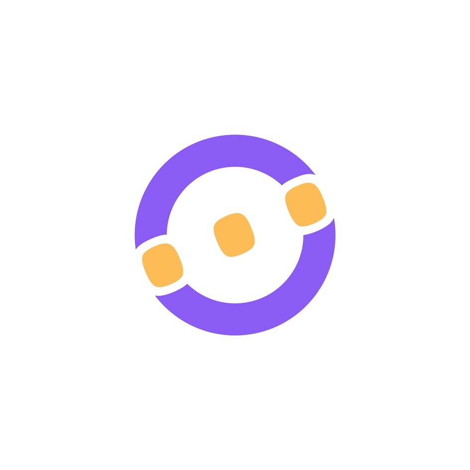Circular Device Consisting Of Two Semi-circles In Purple Color, With Three Dots Of Yellow Color Positioned Between Them Device mark 6394496 Trademark