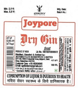 Joypore Dry Gin Label Device mark 6419269 Trademark