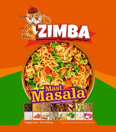Zimba, Mast Masala Instant Noodles (label) Device mark 6435245 Trademark
