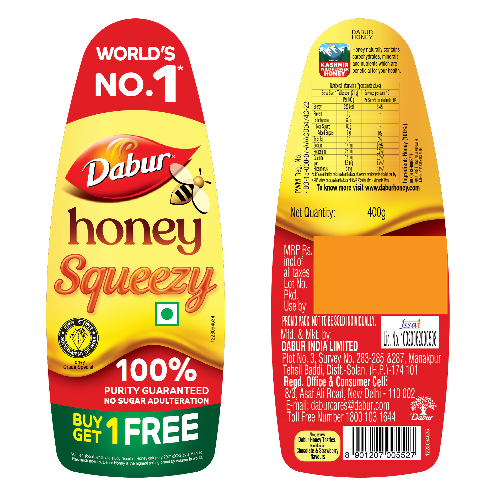 Dabur Honey Squeezy (label) Device mark 6437237 Trademark