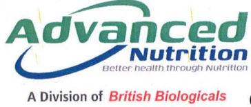 Advanced Nutrition Better Health Through Nutrition A Division Of British Biologicals Device mark 6469792 Trademark