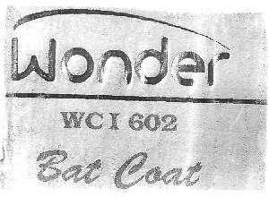 Wonder Wci 602 Bat Coat (label) Device mark 2799735 Trademark