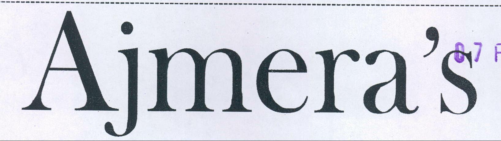 Ajmera's. Device mark 2095439 Trademark