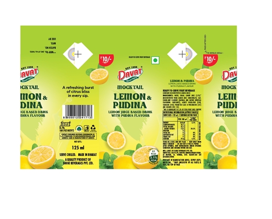 Davat Mocktail Lemon & Pudina Juice Device mark 6550138 Trademark