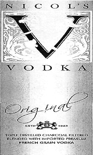 Nicol's Vodka (device) Device mark 2184614 Trademark