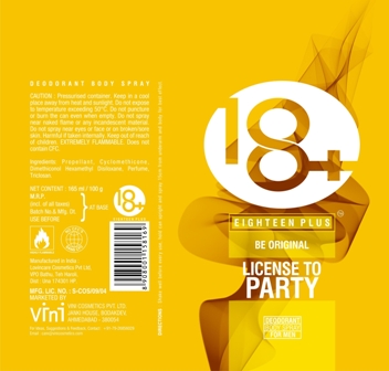 Eighteen Plus Deodorant Body Spray - Party For Man Device mark 2095410 Trademark