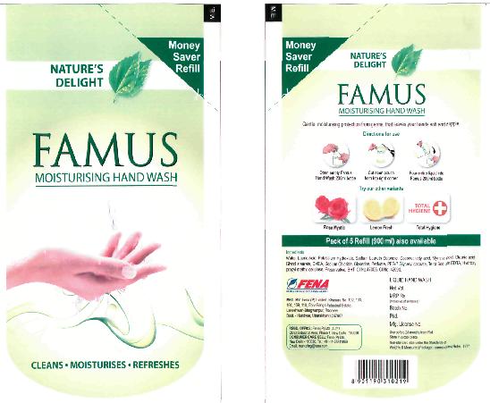 (famus Moisturising Hand Wash) Device mark 2230345 Trademark