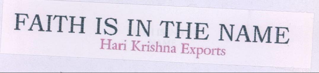 Faith Is In The Name Hari Krishna Exports Device mark 2198521 Trademark
