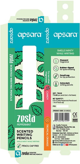 Apsara Zesta (peppermint) Scented Writing Pencils Device mark 6595800 Trademark