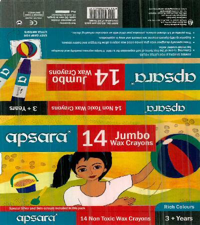 Apsara 14 Jumbo Wax Crayons (device Of Girl) Device mark 2386965 Trademark