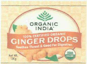 Organic India Ginger Drops (label) Device mark 2805988 Trademark